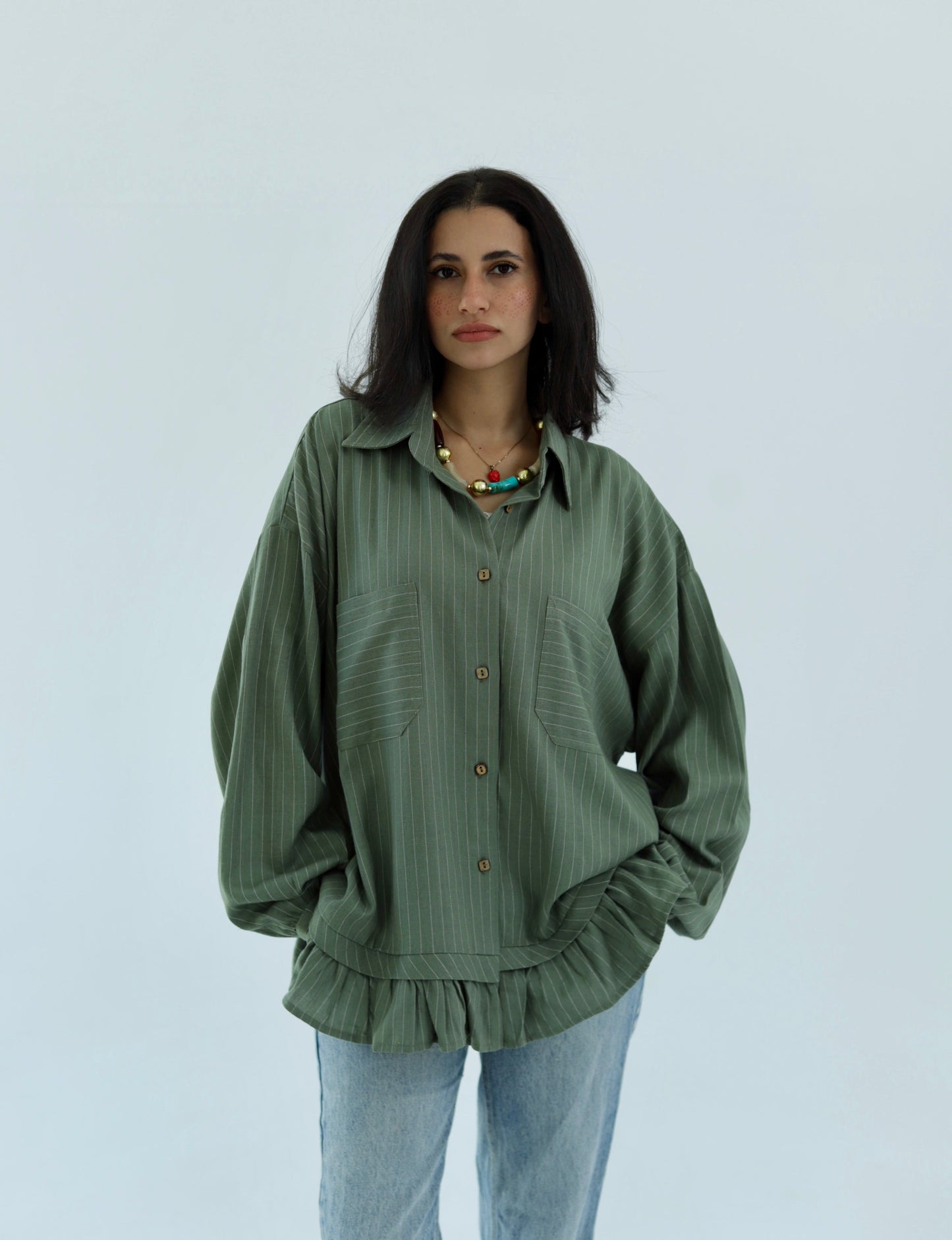 Pure Linen Shirt - Green - photo 9