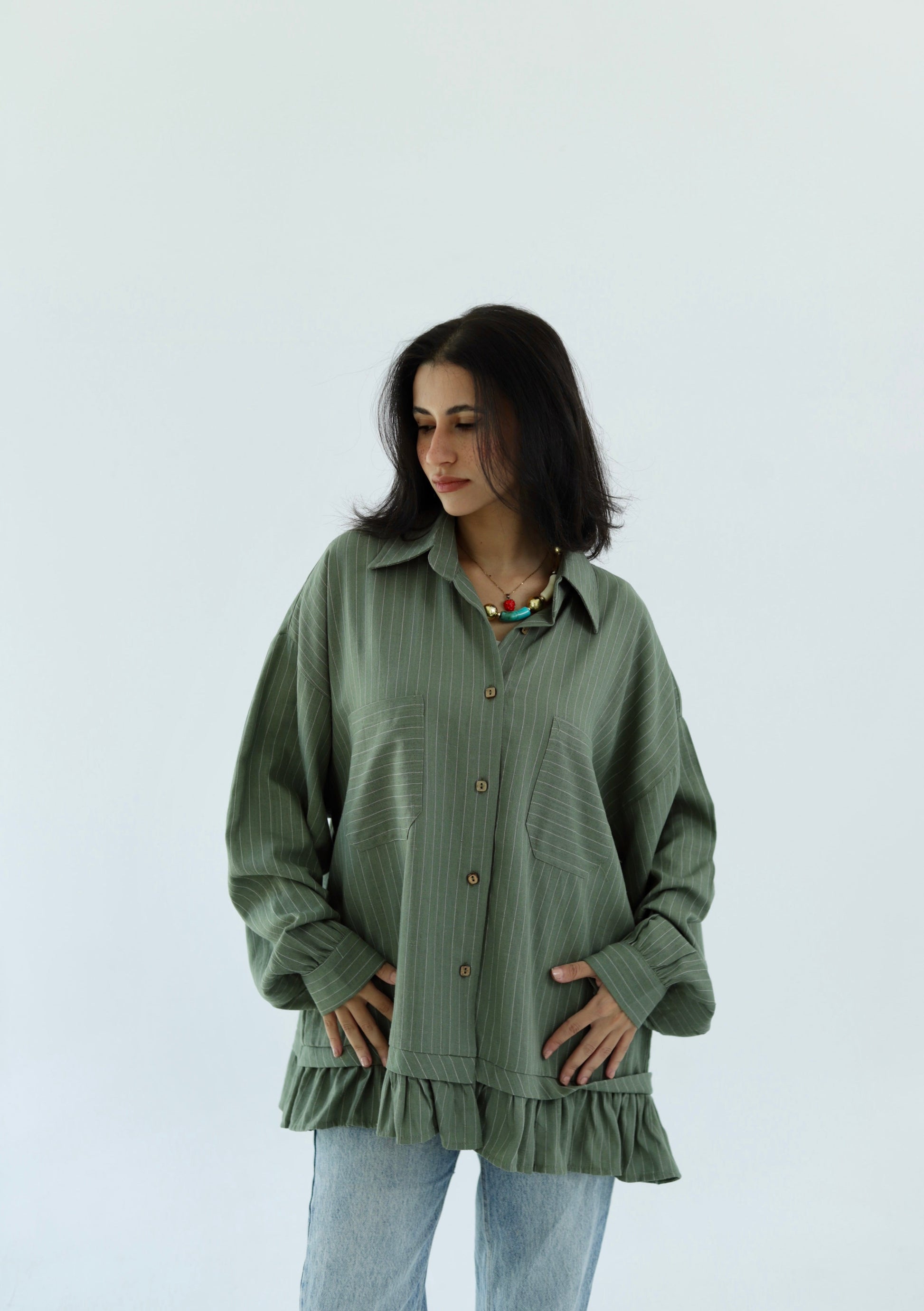 Pure Linen Shirt - Green - photo 6