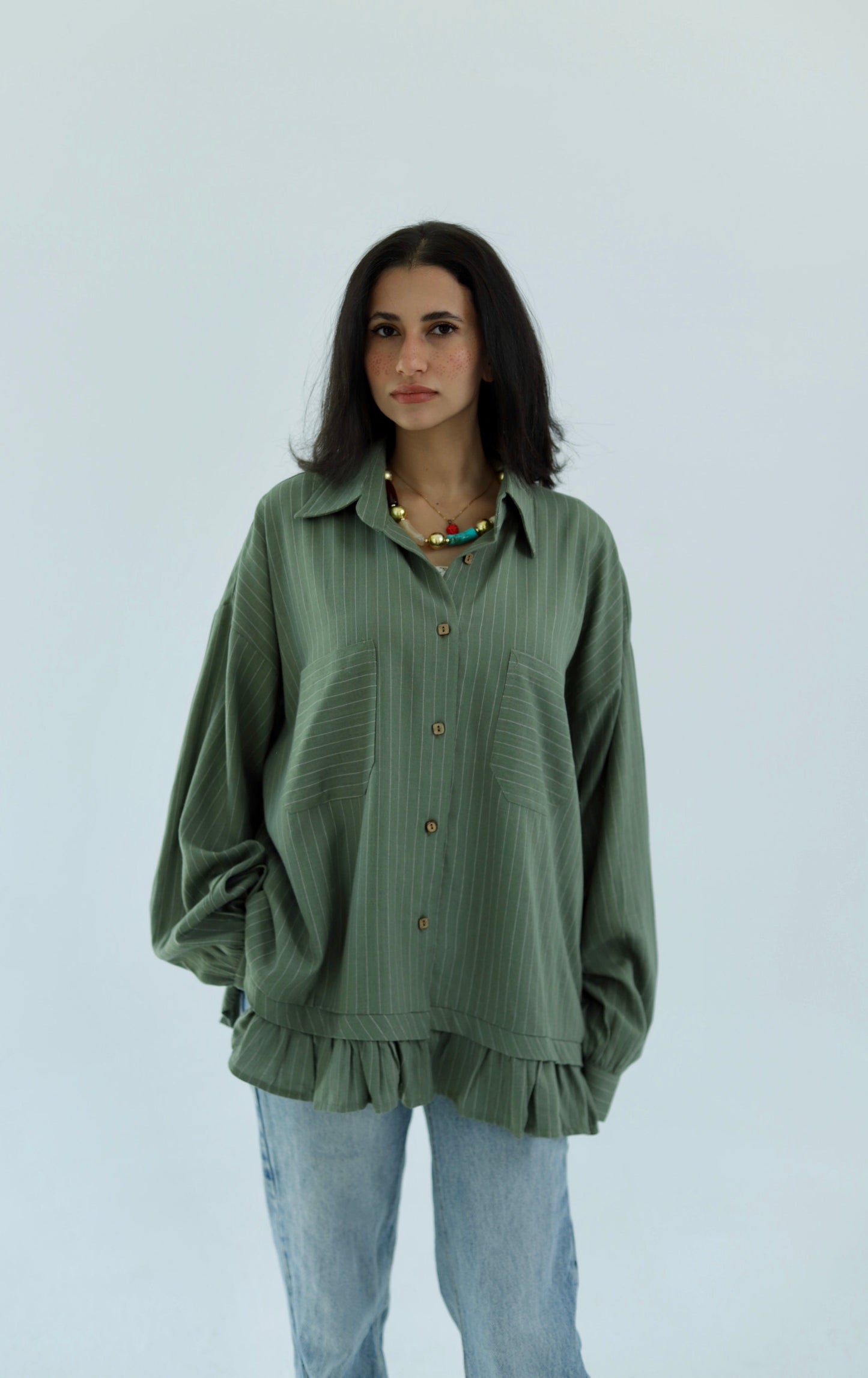 Pure Linen Shirt - Green - photo 8